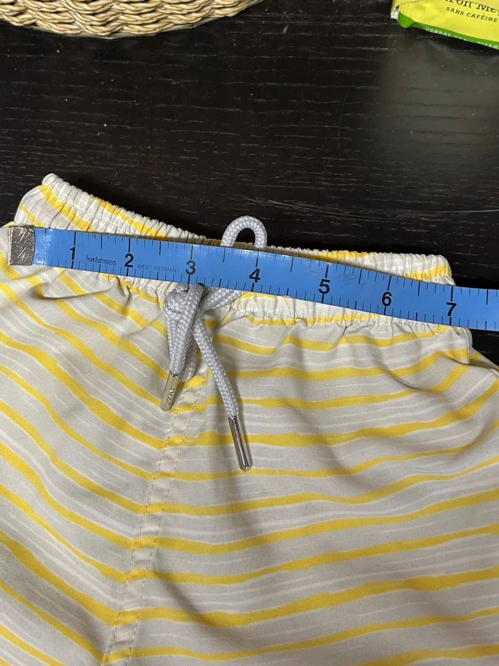Knot Kids Yellow & Grey & White Striped Swim Trunks 12 months